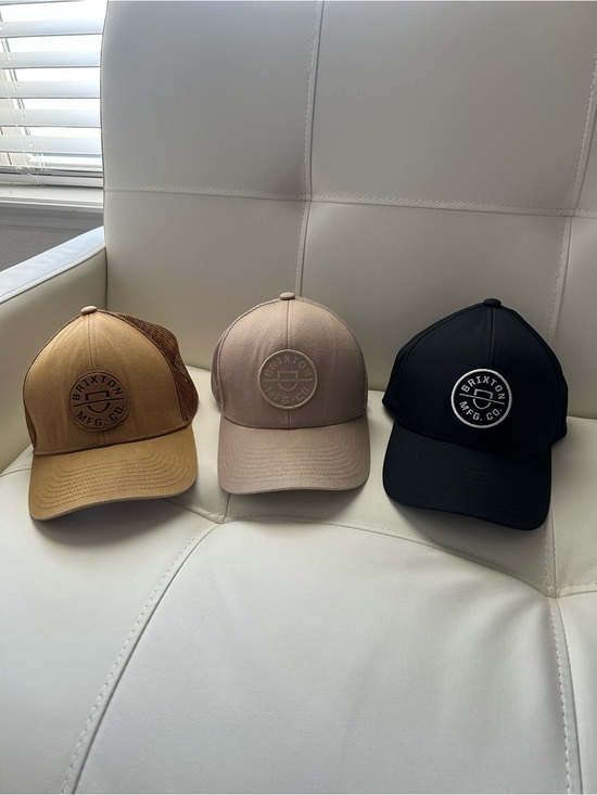 Brixton Other - Brixton men’s Logo Patch hats Caps in Tan, Beige & Black bundle lot